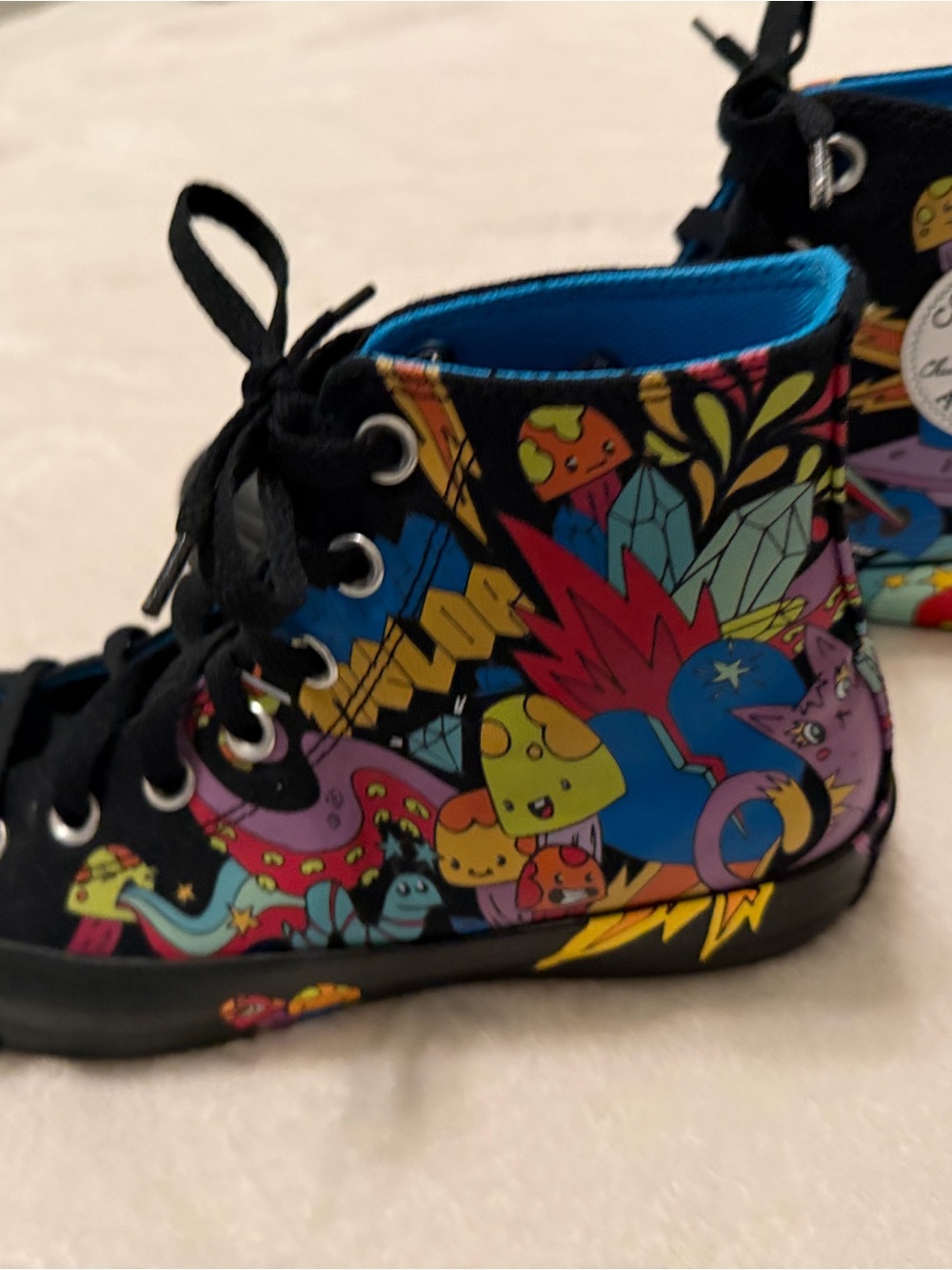 Converse Kids Black High-Top Sneakers with Multicolor Cartoon Print